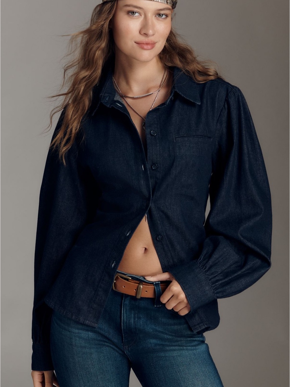 Pilcro Long Sleeve Denim Buttondown Shirt EUC